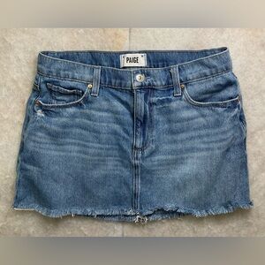 PAIGE Women's Distressed Blue Denim Mini Skirt (SKU408)
